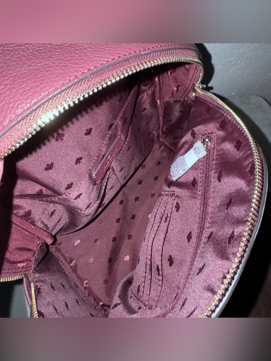 Kate Spade Burgundy Pebbled Leather Backpack with Front Zip Pocket NWT